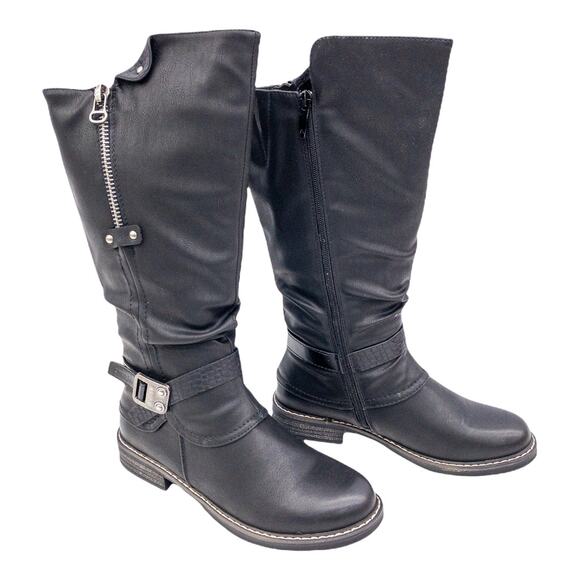 EMMSHU Brown Buckle Celsa Round Toe Buckle Heeled Western Boots Women's size 7.5 - Picture 4 of 10